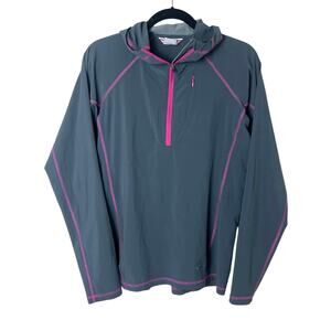 Rab Aurora Hooded 1/4 Zip Pull-On Long-Sleeve Performance Jacket Gray Sz M
